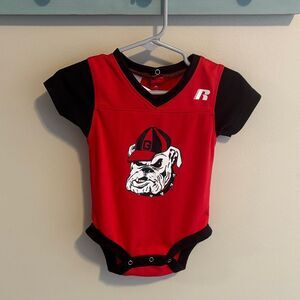 Russell Athletic Red and Black Georgia Bulldog jersey bodysuit size 6-9 months